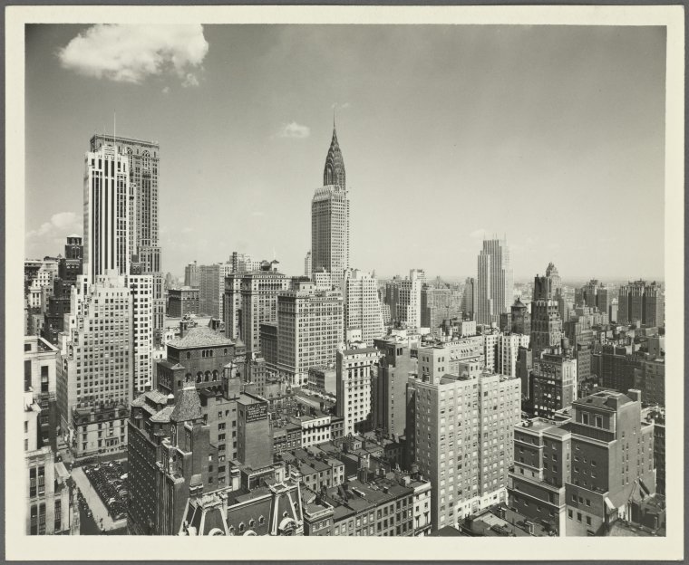 General View - Manhattan - Aerial view - Midtown looking southeast,Lincoln Building - Chrysler Building - Chanin Building, Digital ID 1558488, New York Public Library