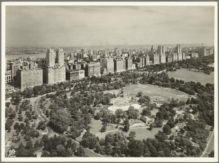 Great Lawn - Central Park West - Hudson River,Parks - Central Park - looking northwest from Bar Bizch Plaza Hotel, Digital ID 1558537, New York Public Library