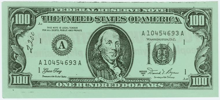 Wall Street Money (100 dollar bill), Digital ID 1580696, New York Public Library