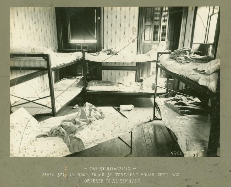 Overcrowding. Seven beds found in room by THD & ordered removed., Digital ID 1583614, New York Public Library