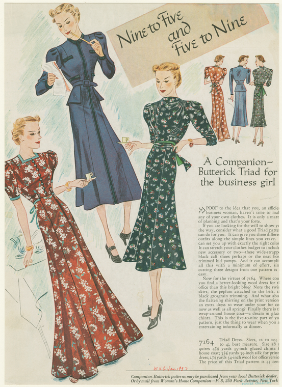 Nine to five and five to nine.,Butterick triad for the business girl., Digital ID 1599856, New York Public Library