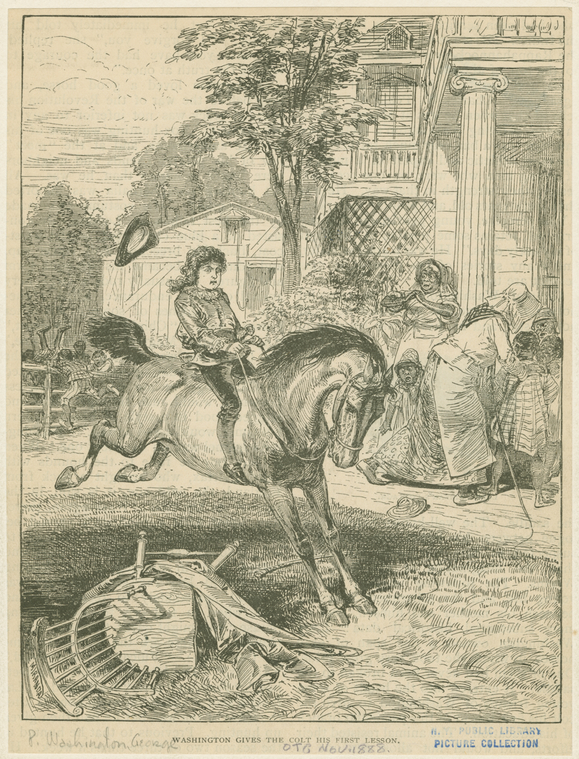 Washington gives the colt his first lesson., Digital ID 1600698, New York Public Library