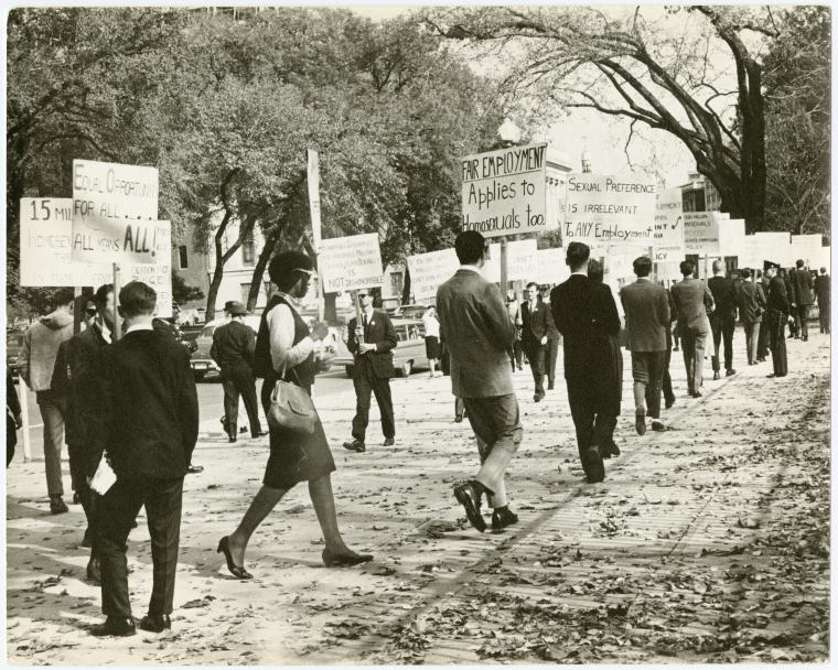 [Ernestine Eckstein in picket line] / Kay Tobin Lahusen, Digital ID 1605765, New York Public Library