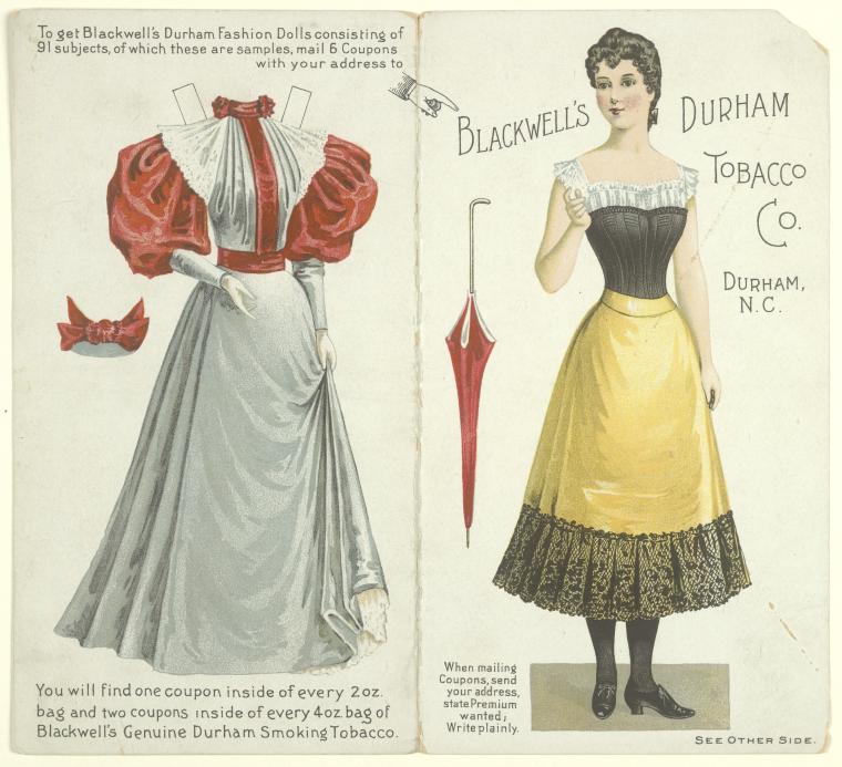 Blackwell's Durham Fashion Doll [paper doll with dress], Digital ID 1614968, New York Public Library