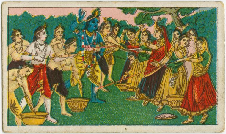 [Krishna teasing the Gopis with butter and curds.], Digital ID 1632767, New York Public Library