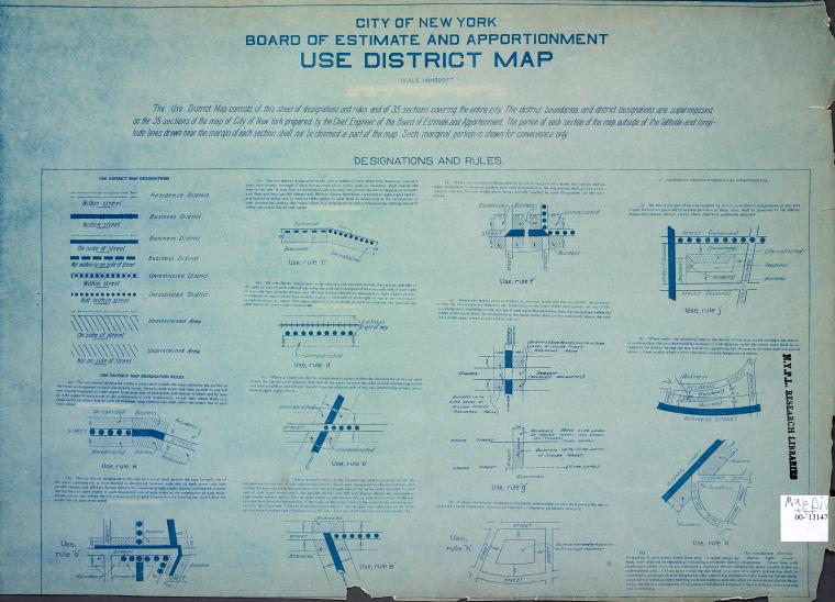 City of New York. Board of Estimate and Apportionment. Use District Map., Digital ID 1637969, New York Public Library