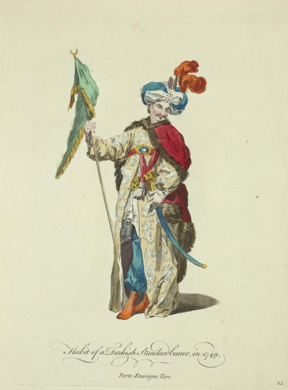 Habit of a Turkish standardbearer, in 1749. Porte-Enseigne Turc., Digital ID 1638031, New York Public Library