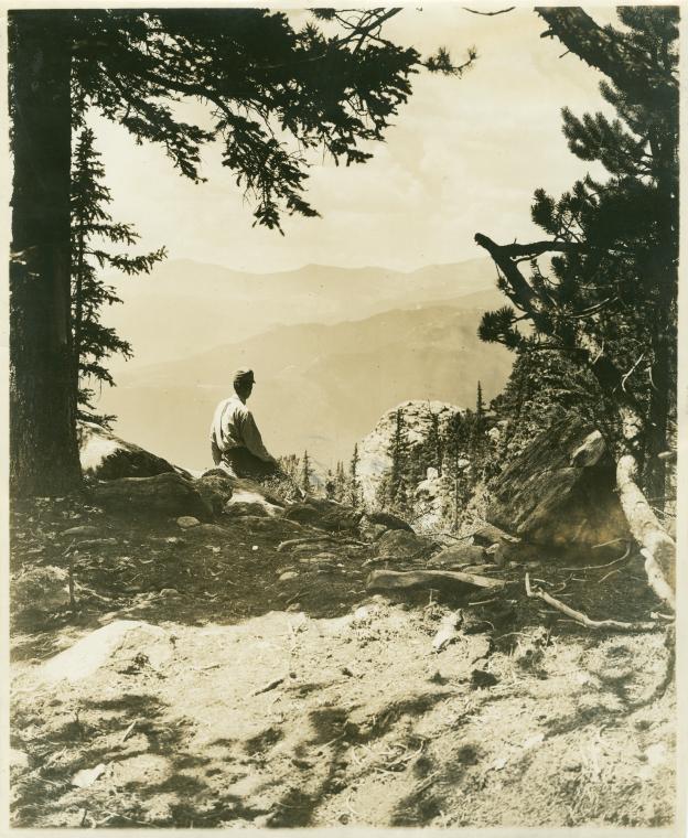 [Man viewing the Rocky Mountains], Digital ID 1641878, New York Public Library