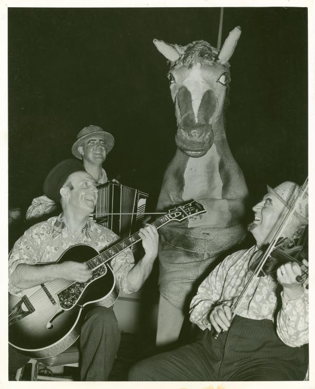 American Common - Barn Dance - Horse costume and band, Digital ID 1652413, New York Public Library