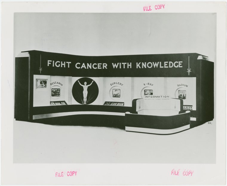 Medicine and Public Health - Sketch of exhibit on cancer treatments, Digital ID 1677809, New York Public Library