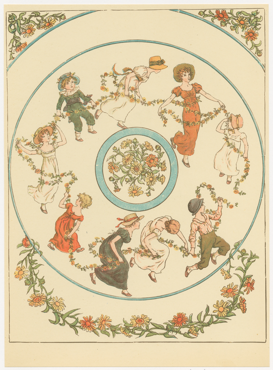 [Circular design with children and flowers.], Digital ID 1698136, New York Public Library