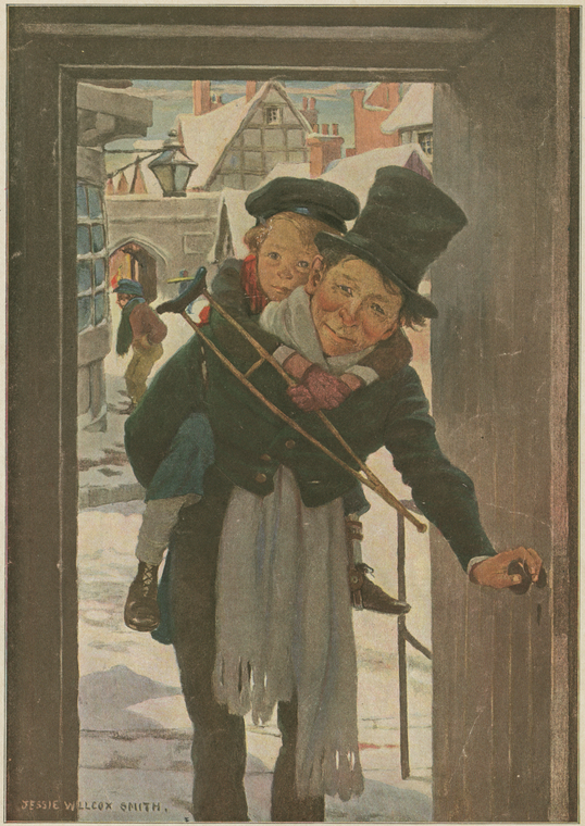 Tiny Tim and Bob Cratchit on Christmas Day., Digital ID 1698307, New York Public Library