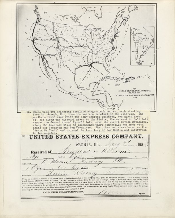 [Stage Coach Routes Map ; United States Express Company], Digital ID 1823508, New York Public Library