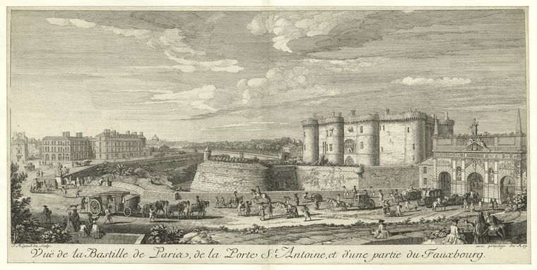 Vue de la Bastille de Paris, de la Porte St. Antoine, et d'une partie du Fauxbourg / J. Rigaud, Digital ID 422195, New York Public Library