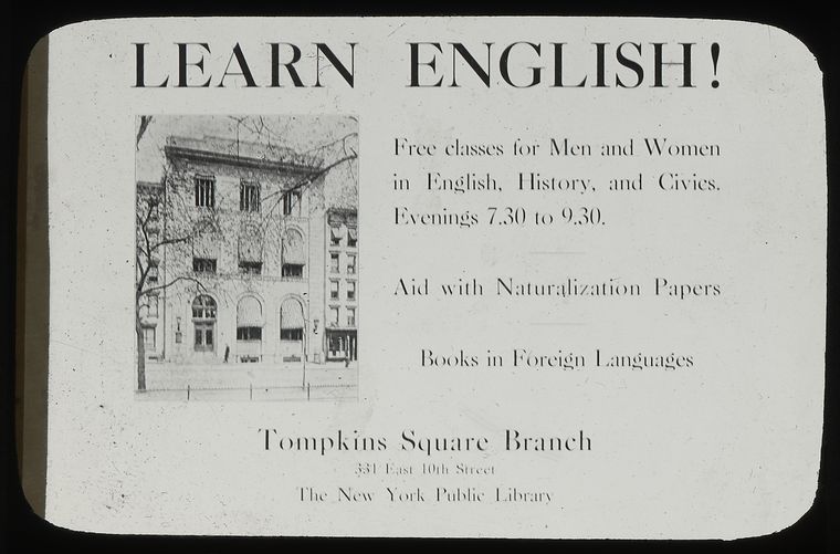  English classes at Tompkins Square, 1920., Digital ID 434262, New York Public Library