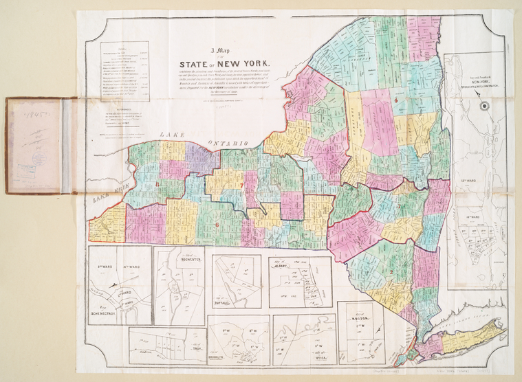  exhibiting the situation and boundaries of the several towns, wards, and counties and specifying in each town, ward, and county, the whole population thereof, and in the several counties, the population upon which the apportionment of senators and members of assembly is based, with tables of apportionment / prepared for the New York Legislature under the direction of the Secretary of State., Digital ID 434653, New York Public Library