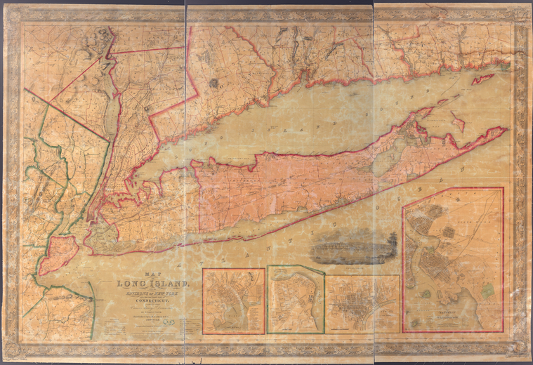 Map of Long Island with the environs of New-York and the southern part of Connecticut / compiled from various surveys & documents by J. Calvin Smith ; engraved & printed by S. Stiles & Co., N. York., Digital ID 434771, New York Public Library