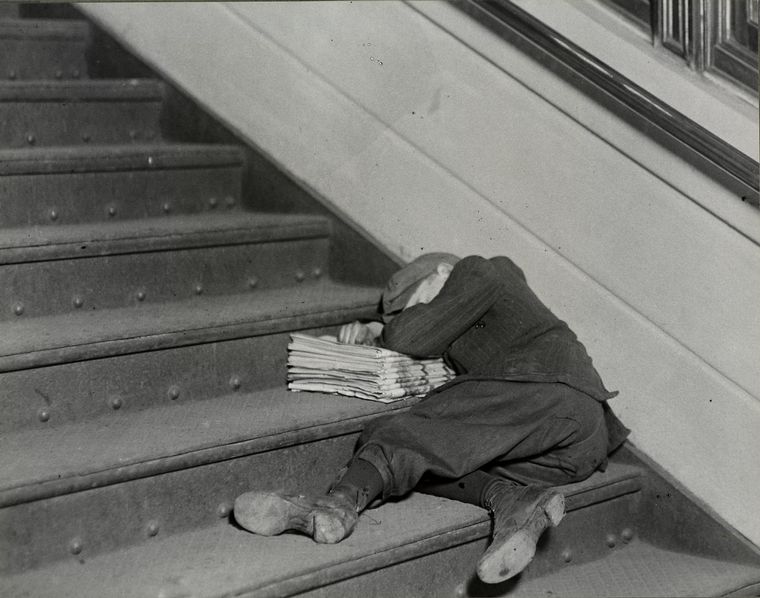 One of the many young newsboys selling late at night..., November 1912 , Digital ID 464486, New York Public Library