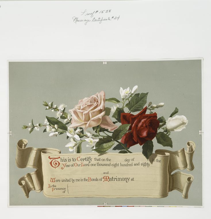 [A marriage certificate with illustrations of flowers.], Digital ID 484285, New York Public Library