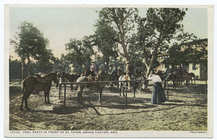 Trail Party in front of El Tovar, Grand Canyon, Ariz., Digital ID 70069, New York Public Library