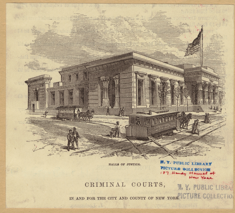 Halls of justice.,Criminal Courts, In And For The City And County Of New York., Digital ID 801343, New York Public Library