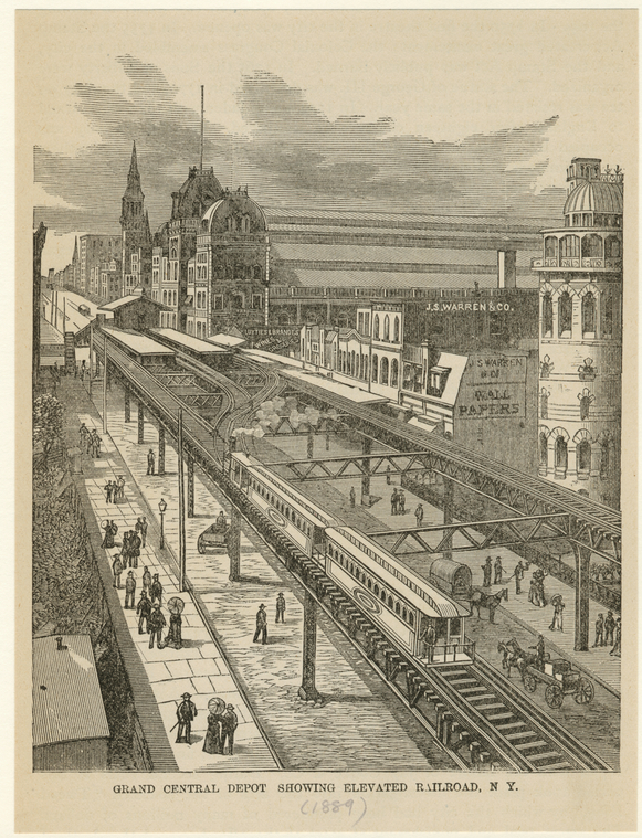 Grand Central Depot Showing Elevated Railroad, N.Y., Digital ID 801531, New York Public Library