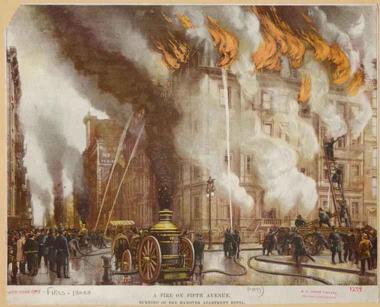  burning of the Hanover Apartment Hotel.,of the , Digital ID 804813 , New York Public Library