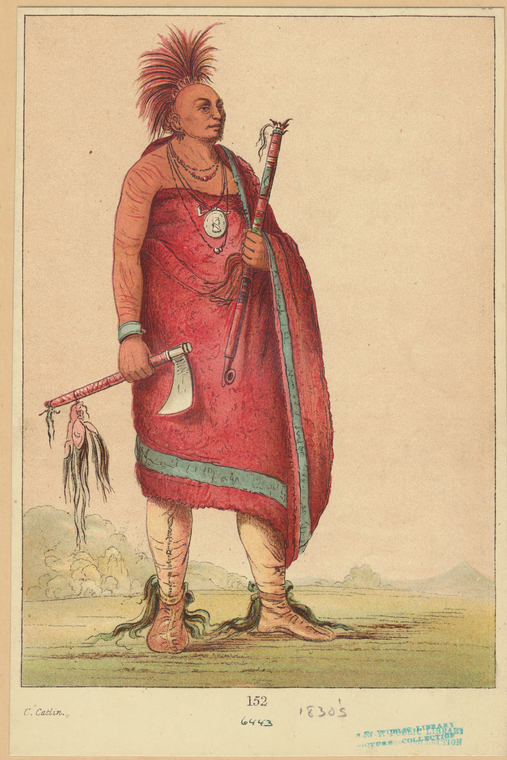 [Man In Tribal Costume, North America, 1830s.], Digital ID 806777, New York Public Library