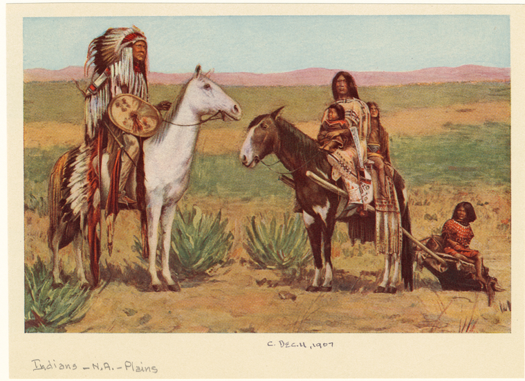 [Group Of North American Indians Riding Horses, Great Plains, Ca. Early 20th Century.], Digital ID 807107 , New York Public Library