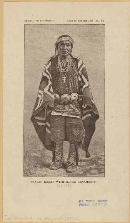 Navajo Indian With Silver Ornaments., Digital ID 807282, New York Public Library