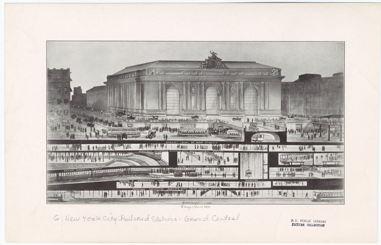 [Grand Central Station, Showing Concourses Connecting Subways With The Station.], Digital ID 809361, New York Public Library