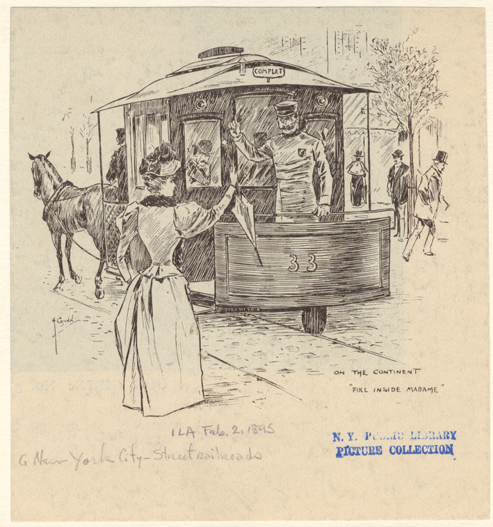 [Woman Wishing To Board Horse Railroad Car, New York City.], Digital ID 809811, New York Public Library