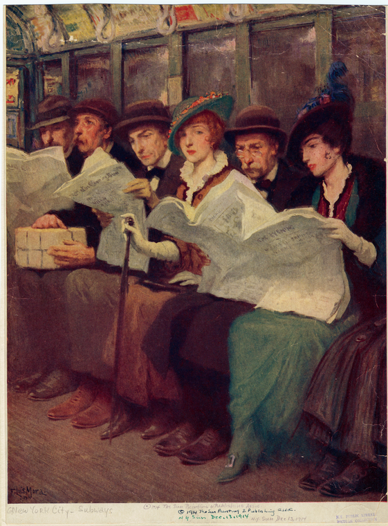 [Subway Riders, New York City, 1914.], Digital ID 809888, New York Public Library