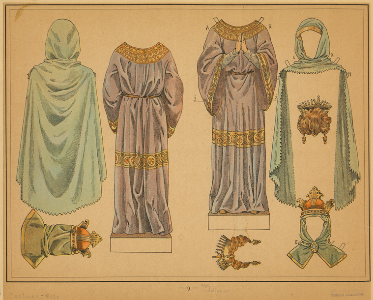 [Paper Doll Costumes In The Carolingian Style.], Digital ID 810227, New York Public Library