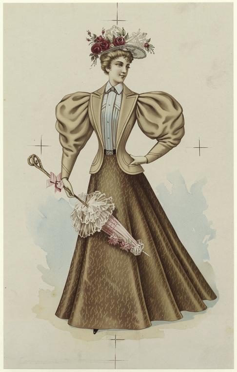 [Woman In Tan Jacket And Brown Skirt, United States, 1890s.], Digital ID 815794, New York Public Library