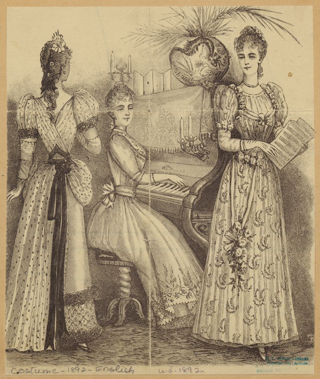 [Women Gathered Around A Piano, England, 1890s.], Digital ID 815958, New York Public Library