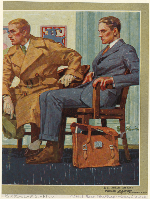 [Men Sitting On Chairs, United States, 1920s.], Digital ID 817177, New York Public Library