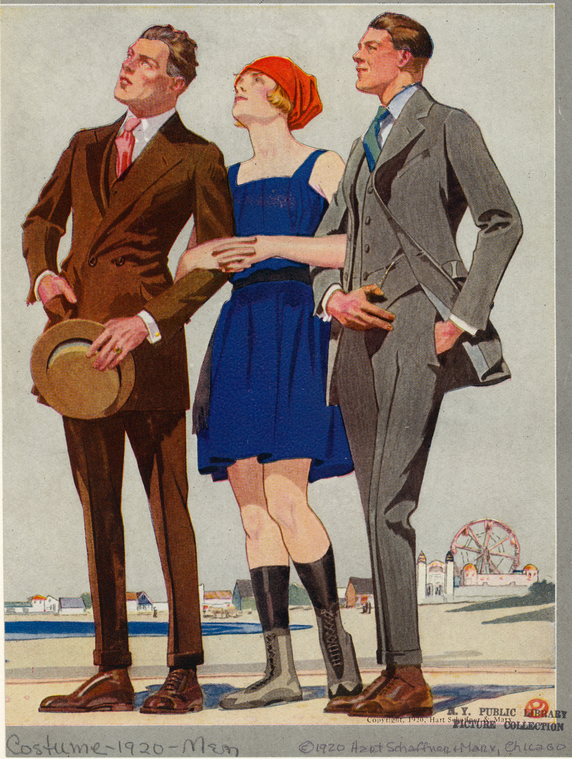 [Men In Suits And Woman In Bathing Suit, United States, 1920s.], Digital ID 817179, New York Public Library