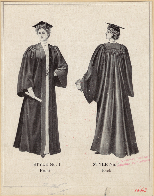 [Woman In Graduation Cap And Gown, Front And Back View.], Digital ID 817205, New York Public Library