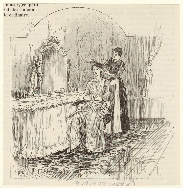 [Woman Getting Her Hair Styled, Nineteenth Century.], Digital ID 825040, New York Public Library