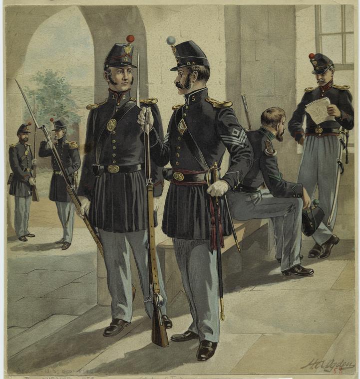 [United States Soldiers With Rifles, 1850s.], Digital ID 831397, New York Public Library