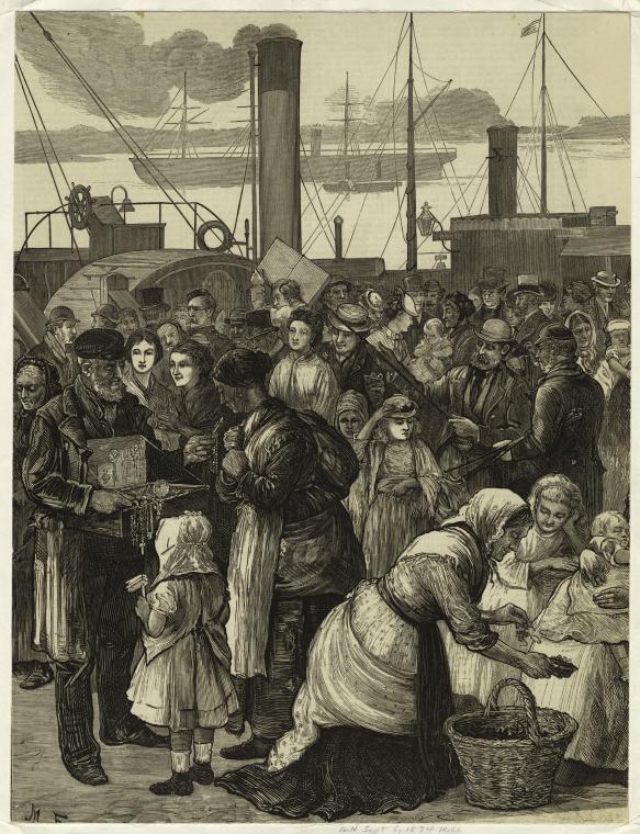 Irish Immigrants Leaving Queenstown Harbor (Detail)., Digital ID 833677, New York Public Library