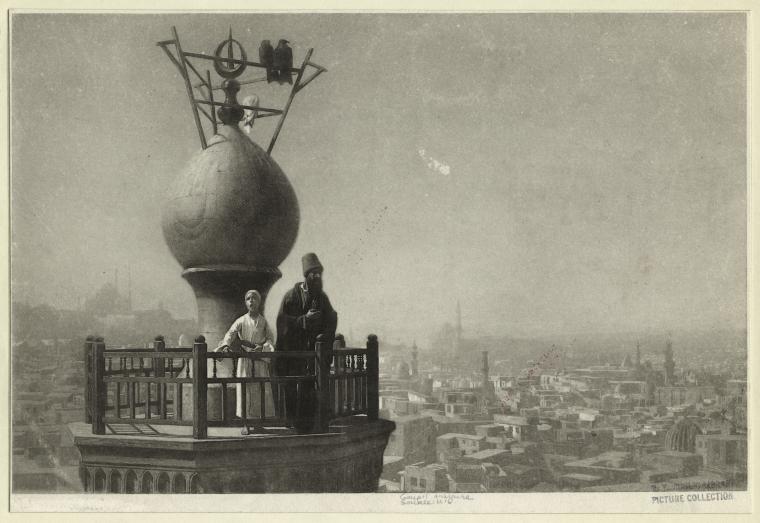 [Muezzin And A Boy Standing On A Minaret Giving The Call To Prayer.], Digital ID 833751, New York Public Library