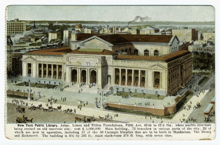 New York Public Library, Astor, Lenox and Tilden Foundations, Fifth Ave, 40th to 42d Sts., Digital ID 836807, New York Public Library