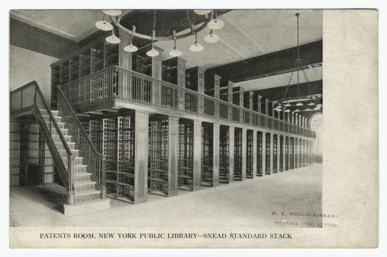 Patents room, New York Public Library - Snead standard stack., Digital ID 836815, New York Public Library