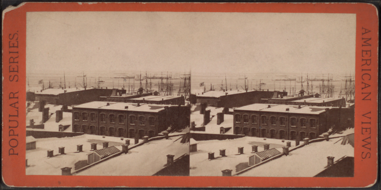 Popular series. American views.  ,Mouth of the Hudson, Jersey shore in the distance(winter scene).,Anthony's stereoscopic views. No. 5980., Digital ID G91F195_042F, New York Public Library