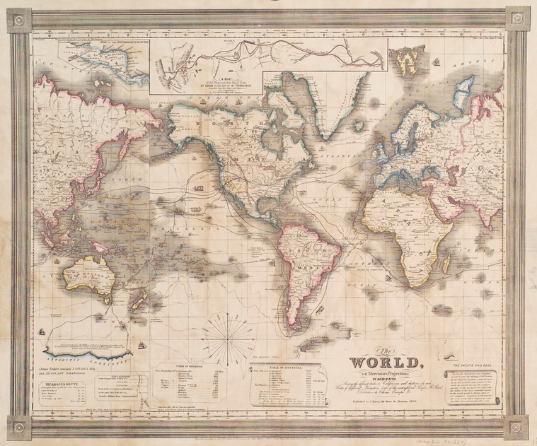 The world, on Mercator's projection / by David H. Burr., Digital ID ps_map_205, New York Public Library