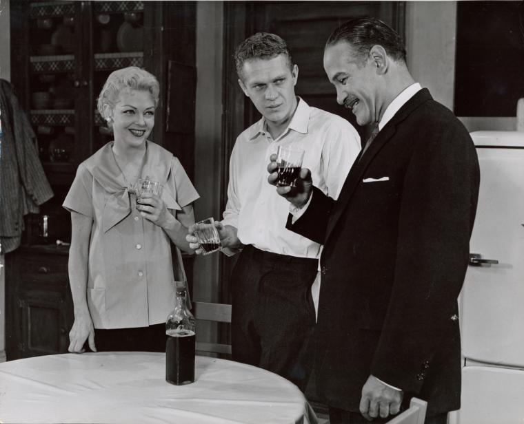 Vivian Blaine, Steve McQueen and Frank Silvera in A Hatful of Rain, Digital ID psnypl_the_4239, New York Public Library