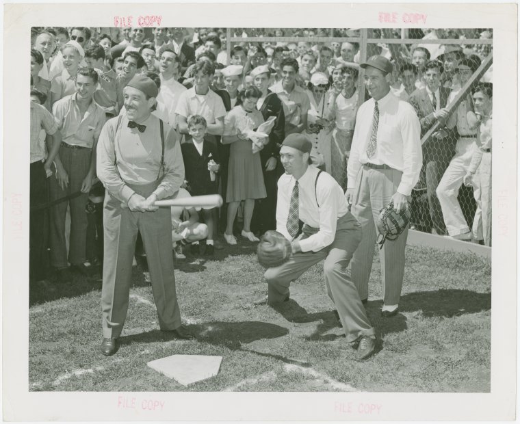 Sports - Whalen, Grover - Playing baseball with Bill Dickey and Lou