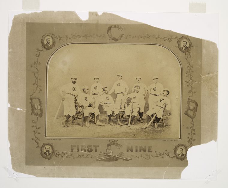 straf Kurve Gøre mit bedste Red Stockings of Cincinnati, 1869, C. The first nine, A. T. Goshern, A. B.  Champion, H. A. Glanford, Worthington - NYPL Digital Collections